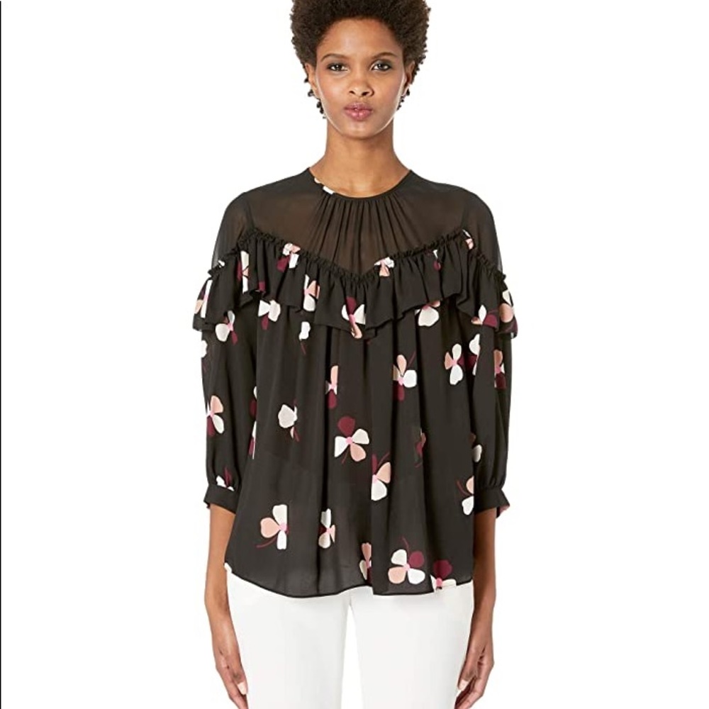 NEW Kate Spade Dusk Buds Ruffle Top